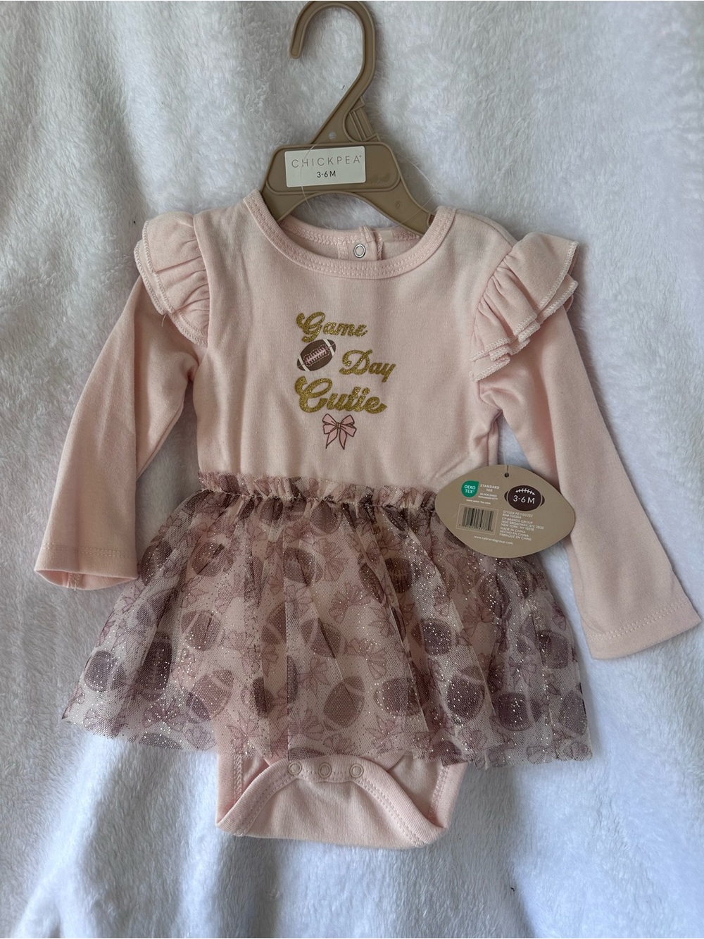 Chickpea Pink "Game Day Cutie" Tutu Bodysuit Football